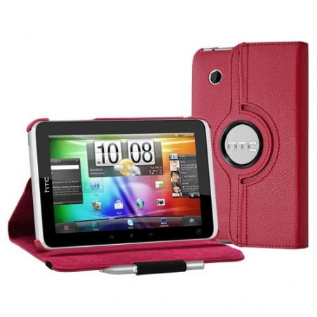 Housse coque étui pour HTC Flyer de luxe avec sytème de rotation à 360 degrès couleur rouge