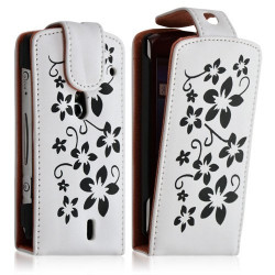 Housse étui coque pour Sony Ericsson Xperia Kyno motif fleurs couleur blanc + film écran