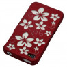 Housse étui coque rigide pour Apple Iphone 4/4S motif fleur couleur rouge + Film protection