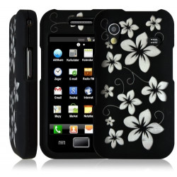 Housse étui coque rigide pour Samsung Galaxy Ace S5830 couleur noir avec motif fleur