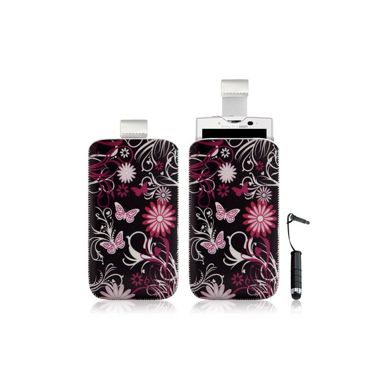 Housse coque étui pochette pour Sony Ericsson Xperia X10 avec motif + Stylet mini