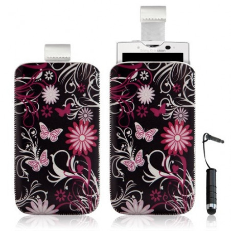 Housse coque étui pochette pour Sony Ericsson Xperia X10 avec motif + Stylet mini