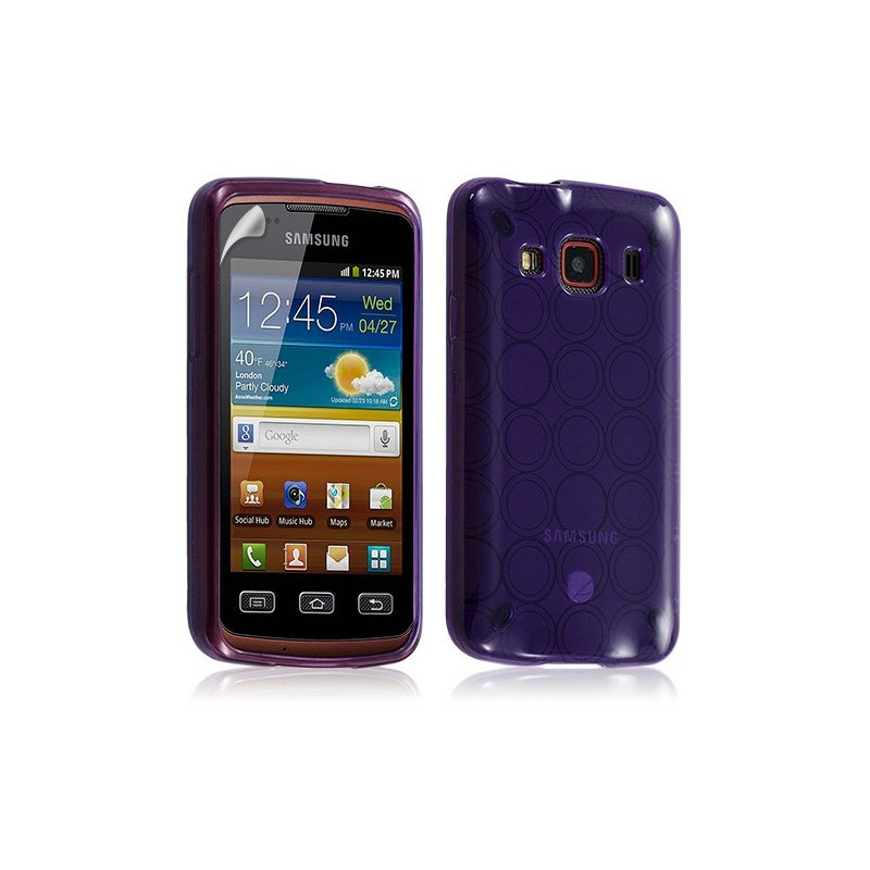 Housse coque étui gel cercle transparent pour Samsung Galaxy Xcover S5690 couleur violet + Film protecteur