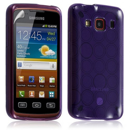 Housse coque étui gel cercle transparent pour Samsung Galaxy Xcover S5690 couleur violet + Film protecteur