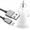 Chargeur (BLANC) Voiture Allume-Cigare + Câble Lightning pour Iphone 12 mini