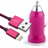 Chargeur (ROSE) Voiture Allume-Cigare + Câble Lightning pour Iphone 8