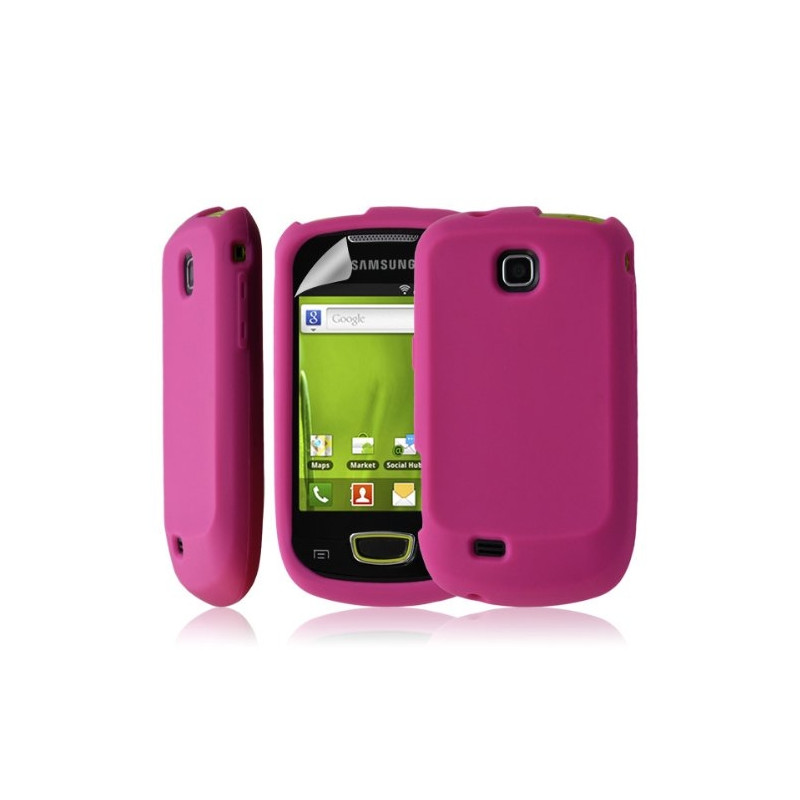 Housse coque étui pour Samsung galaxy mini s5570 couleur Rose fushia+ film protecteur