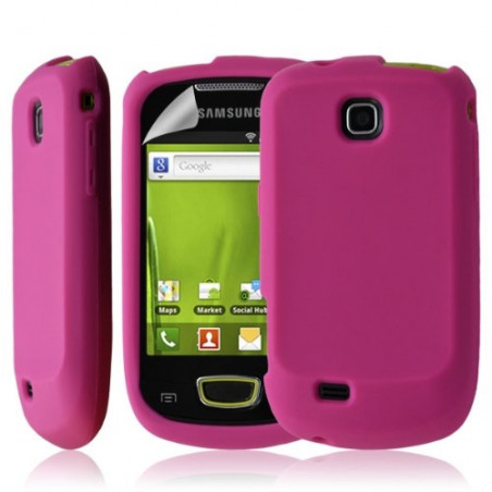 Housse coque étui pour Samsung galaxy mini s5570 couleur Rose fushia+ film protecteur