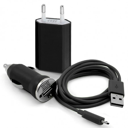 Chargeur 3en1 Secteur Usb Data noir pour Echo Smart 4G