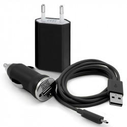 Mini Chargeur 3en1 Auto Et Secteur Usb Avec Câble Data Rouge pour Sony Ericsson : Xperia X2 / Vivaz U5 /Xperia X8 / Xperia X10 