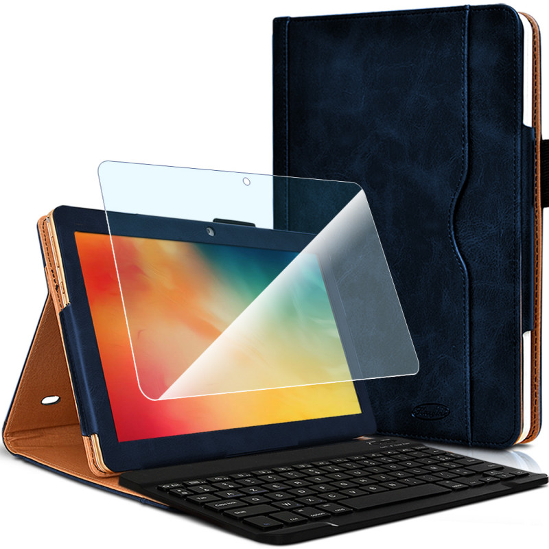 Pack Etui (Noir) + Clavier Azerty + Verre Flexible pour Tablette Blackview Tab 8 10,1 pouces