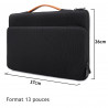 Sacoche Housse de Protection Double poche (S-Noir) pour Microsoft Surface Pro 7 12.3"