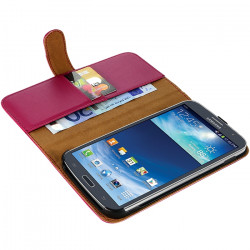 Housse Coque Etui Portefeuille pour Samsung Galaxy Mega 6.3 Couleur Rose Fushia