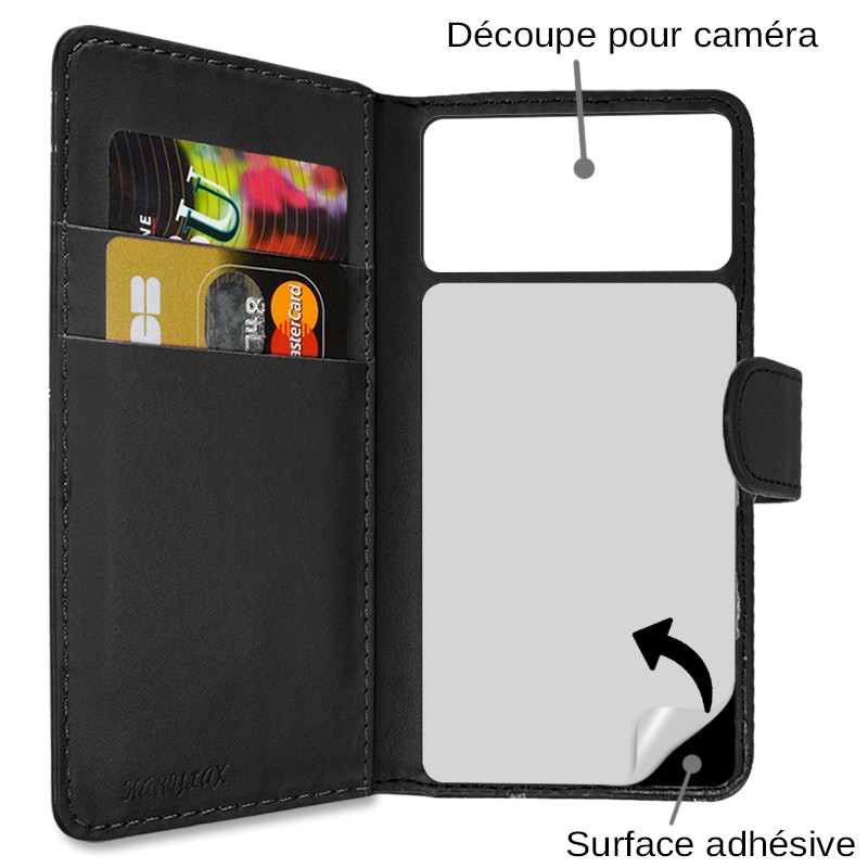 Étui Portefeuille Diamant Noir (Ref.8-A) pour Smartphone Orange Doro 8035