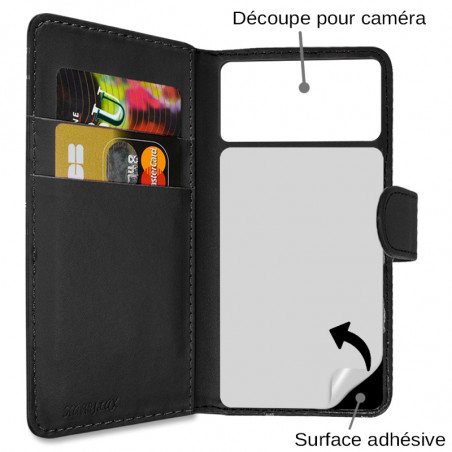 Étui Portefeuille Diamant Noir (Ref.8-A) pour Smartphone Orange Doro 8035