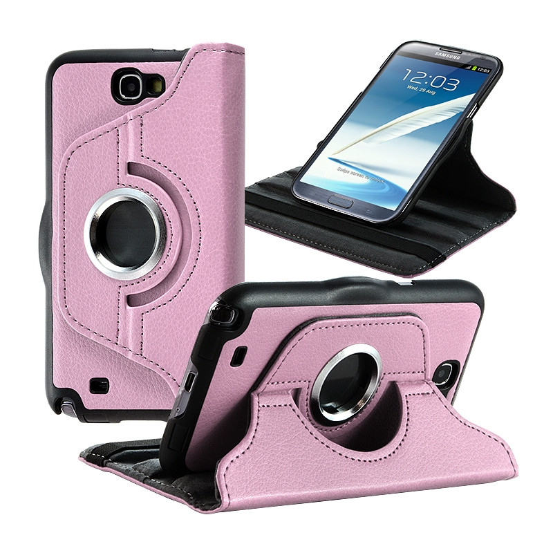 Housse Coque Etui à Rotation 360° pour Samsung Galaxy Note 2 couleur Rose Pale