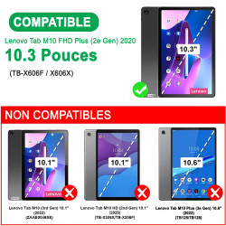 Étui Housse de Protection Support Bordeau pour Lenovo Tab M10 FHD Plus 2e Gén 10.3"