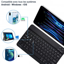 Mini Clavier sans Fil Bluetooth AZERTY pour Smartphone Tablette 7-8 pouces