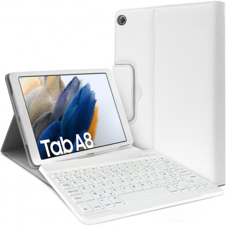 Étui Blanc Clavier Azerty pour Galaxy Tab A8 10,5 2021 2022 (SM-X200/SM-X205)