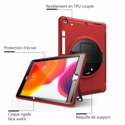 Coque Protection Intégrale Support (Rouge) pour Apple iPad 8 10.2 Pouces (2020)