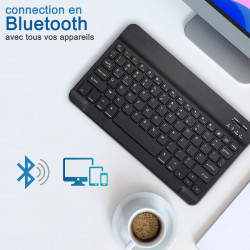 Mini Clavier sans Fil Bluetooth AZERTY pour Logicom La Tab 74 7 pouces