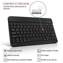 Clavier AZERTY + Étui de Protection (R05-Rose) pour Tablette TCL Tab 10V