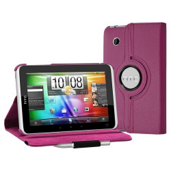Housse coque étui pour HTC Flyer de luxe avec sytème de rotation à 360 degrès couleur rose fushia