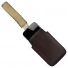 Housse coque étui pochette marron pour Apple Iphone 4/4S + Stylet
