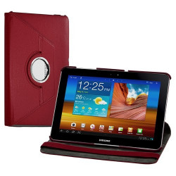 Housse coque étui pour Samsung Galaxy Tab 10.1 P7500 / P7510 de luxe avec sytème de rotation à 360 degrès couleur rouge