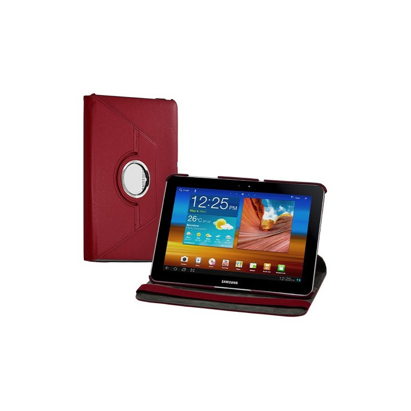 Housse coque étui pour Samsung Galaxy Tab 10.1 P7500 / P7510 de luxe avec sytème de rotation à 360 degrès couleur rouge