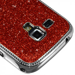 Housse Etui Coque Rigide Paillette Rouge pour Samsung Galaxy Trend 
