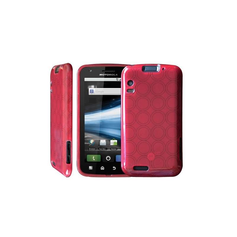 housse étui coque silicone en gel rose fuchsia pour Motorola Atrix + film de protection