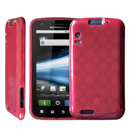 housse étui coque silicone en gel rose fuchsia pour Motorola Atrix + film de protection