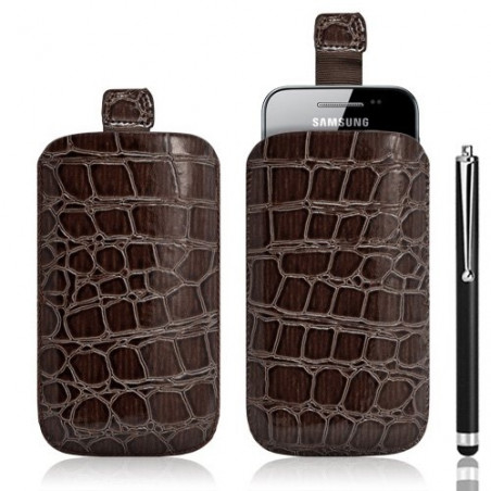 Housse coque étui pochette style croco pour Samsung Galaxy Ace S5830 + Stylet