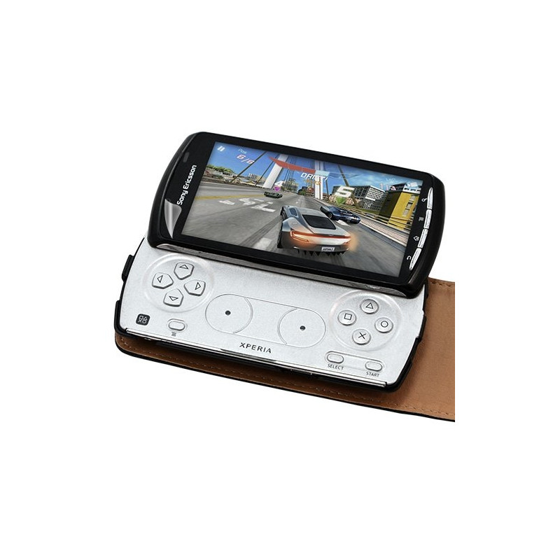 Housse coque étui gaufré pour Sony Ericsson Xperia Play couleur noir + Film protecteur