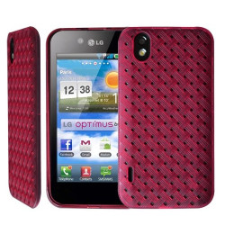 housse étui coque souple tressée rose fushia pour LG Optimus Black + Film de protection