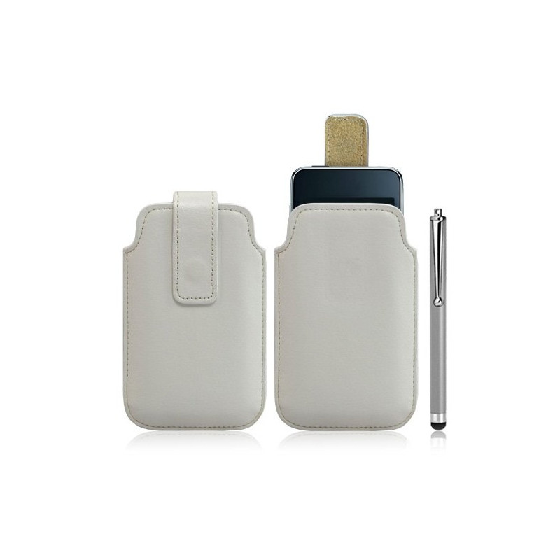 Housse coque étui pochette blanc pour Apple Ipod Touch 1G/2G/3G + Stylet