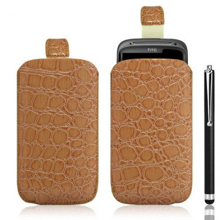 Housse coque étui pochette style croco pour HTC Sensation + Stylet