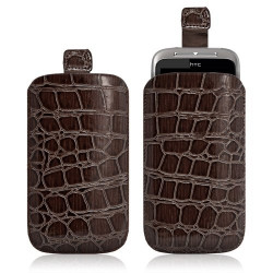 Housse coque étui pochette style croco pour HTC Wildfire S