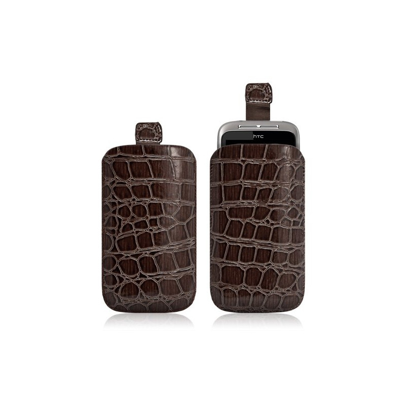 Housse coque étui pochette style croco pour HTC Wildfire S