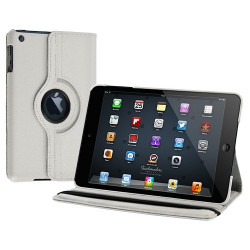 Housse coque étui pour Apple iPad Mini de luxe avec sytème de rotation à 360 degrès couleur blanc