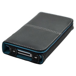 Housse etui portefeuille pour Apple Iphone 4 / 4S couleur bleu + Mini stylet + Film protecteur