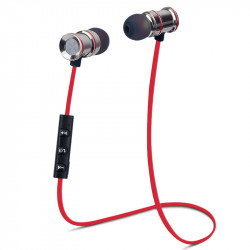 Écouteurs Bluetooth Sans Fil Sport Tour de cou Rouge pour Oppo A58 4G