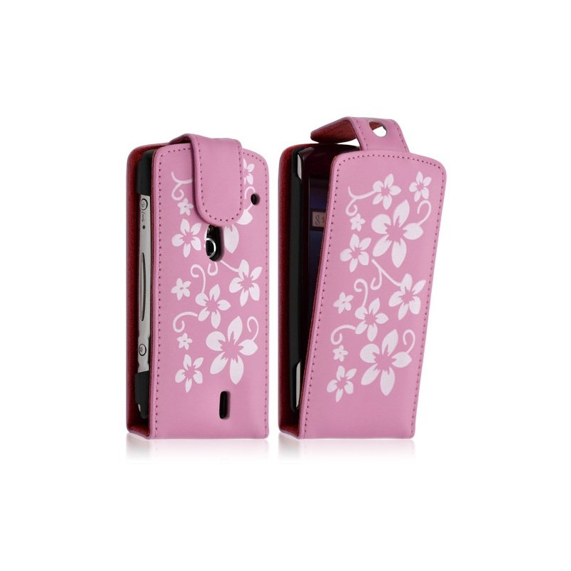 Housse étui coque pour Sony Ericsson Xperia Kyno motif fleurs couleur rose pâle + film écran