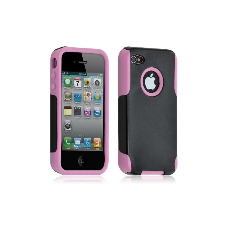 Housse étui coque pour Apple Iphone 4/4S couleur rose + Film de protection