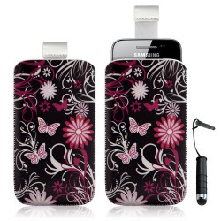 Housse coque étui pochette pour Samsung Galaxy Ace S5830 avec motif + Stylet mini