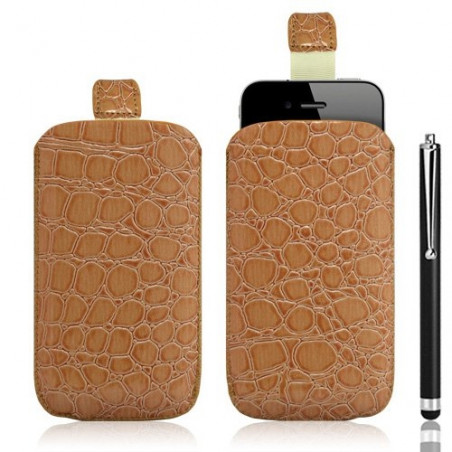 Housse coque étui pochette style croco pour Apple Iphone 4/4S + Stylet