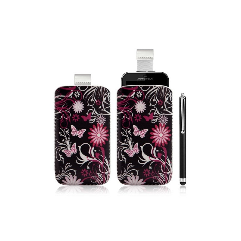 Housse coque étui pochette pour Motorola Defy avec motif + Stylet luxe