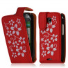 Housse coque étui pour Samsung Galaxy Teos i5800 motif fleurs couleur rouge + film