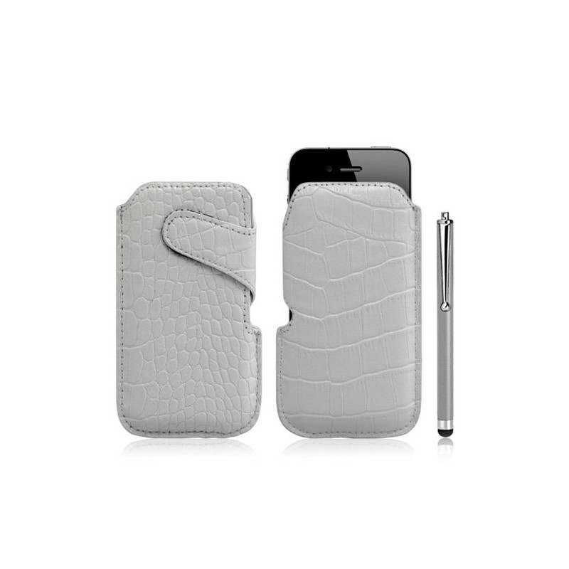 Housse coque étui pochette style croco pour Apple Iphone 4/4S + Stylet